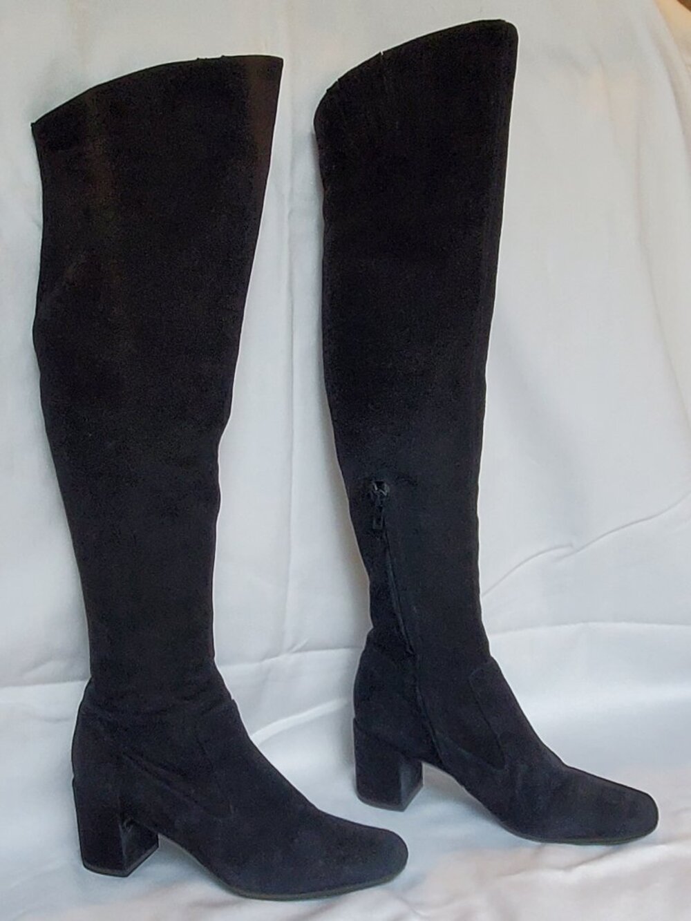 VINCE Over-the-Knee Suede Black Boots, 7.5